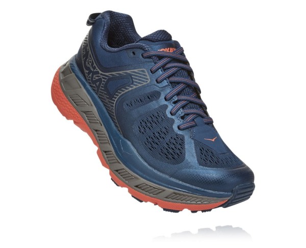 Hoka One One Stinson ATR 5 Womens UK - Blue / Coral Trail Running Shoes - RCMVS5483